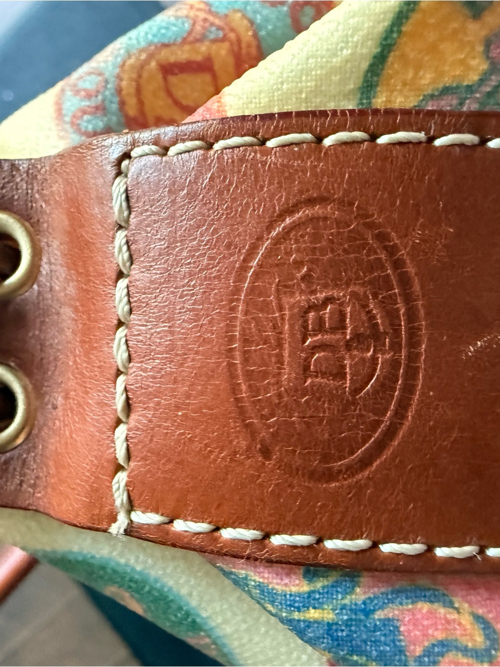 Dooney & Bourke Multicolor Logo Circle Tote with Brown Leather Trim - Picture 6 of 6